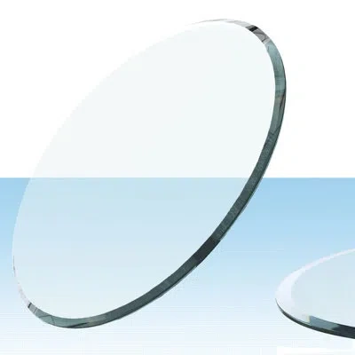 Mungo Round Tempered Glass Table Top, Clear Glass 0.394"（10mm） Thick Beveled Polished Edge