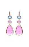Munnu The Gem Palace 22kt Yellow Gold One-of-a-kind Natural Sapphire; Amethyst And Rubellite Pendant Earrings In Multi