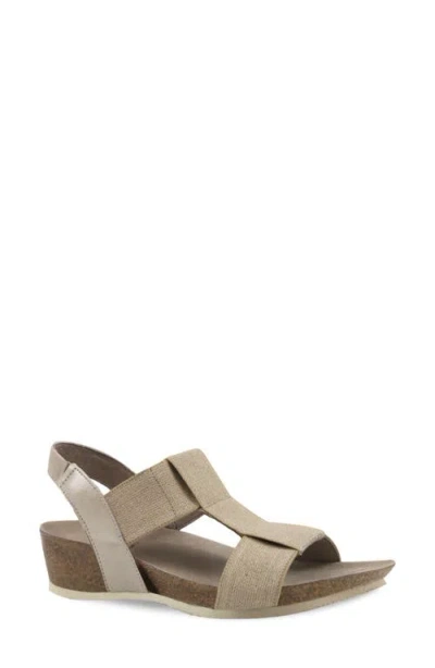 Munro Georgette T-strap Wedge Sandal In Brown