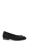 Munro Gianna Buckle Flat In Black Suede