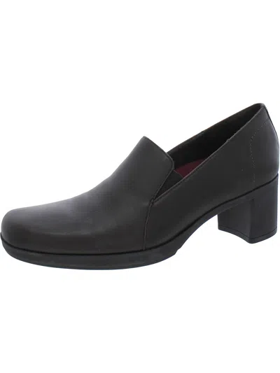Munro Jemma Womens Faux Leather Loafer Heels In Black