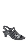 Munro Lanna Kitten Heel Slingback Sandal In Black Metallic Calf Leather