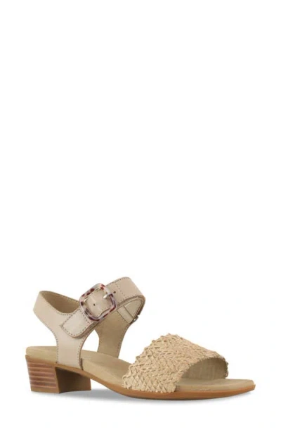 Munro Leeland Ankle Strap Sandal In Cream Woven Combo