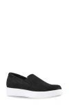 Munro Lennox Slip-on Sneaker In Black Croc Nubuck