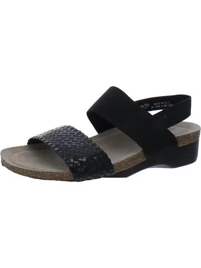 Munro Pisces Womens Faux Leather Comfort Slingback Sandals In Black