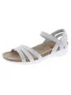 MUNRO SUMMER WOMENS LEATHER SHIMMER FOOTBED SANDALS