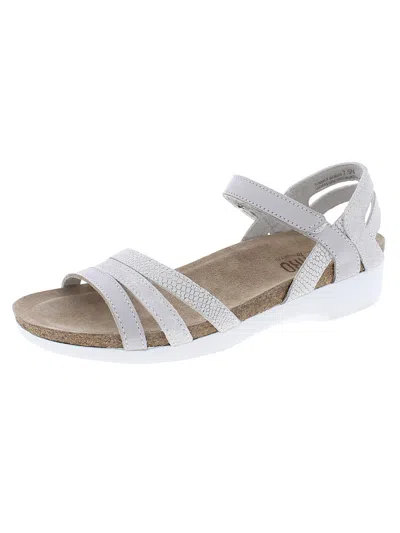 Munro Summer Womens Leather Shimmer Footbed Sandals In White