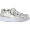 Munro Tilly Sneaker In Stone Matte Silver Leather