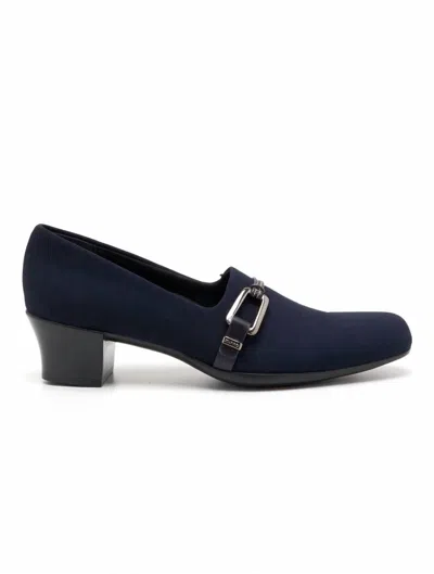 Munro Women's Cindi Loafer In Navy Stretch Fabric In Blue