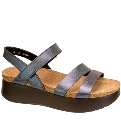 Munro Women's Juniper Platform Wedge Sandal In Blue Metallic In Gray