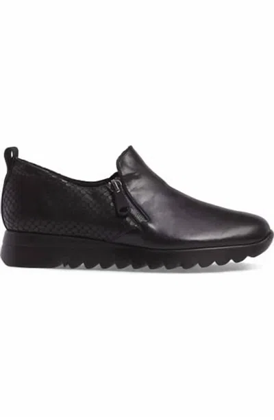 Munro Women's Kit Side Zipper Loafer In Black Leather Viper