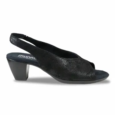 Munro Women's Rochelle Slingback Sandal In Black Metallic Leather