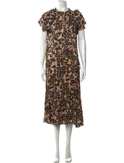 Pre-owned Munthe Animal Print Long Dress In Neutral
