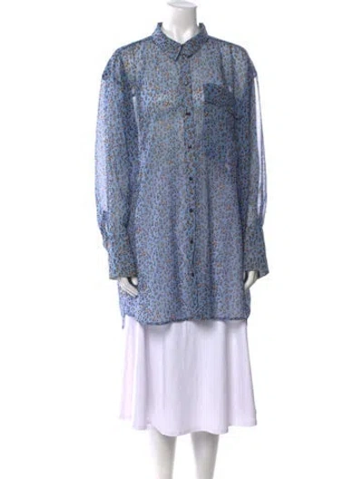 Pre-owned Munthe Animal Print Long Sleeve Tunic In Blue