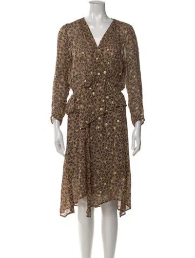 Pre-owned Munthe Animal Print Midi Length Dress In Brown