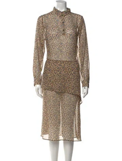 Pre-owned Munthe Animal Print Midi Length Dress In Neutral