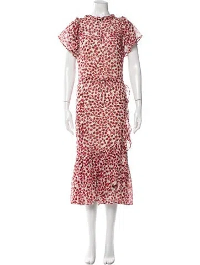 Pre-owned Munthe Animal Print Midi Length Dress W/ Tags In Red