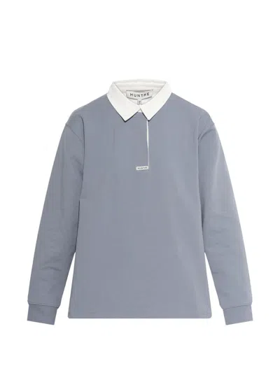Munthe Becent Collared Long-sleeved Polo Top In Gray