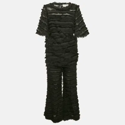 Pre-owned Munthe Black Crepe Frayed Detail Set S