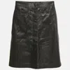 Munthe Black Leather Button Front Skirt In Black
