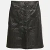 Munthe Black Leather Button Front Skirt In Black
