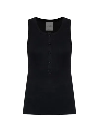 Munthe Boma Ribbed Henley Top In Black