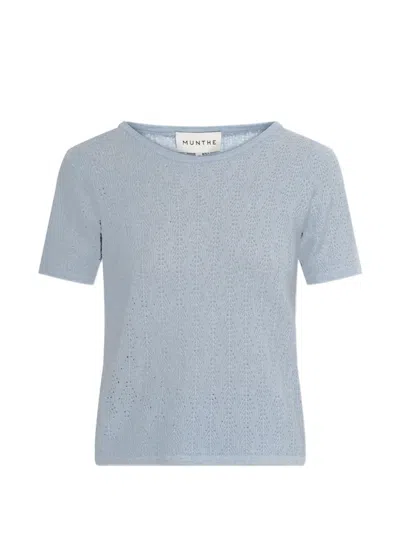 Munthe Boyli Pointelle-knit T-shirt In Blue