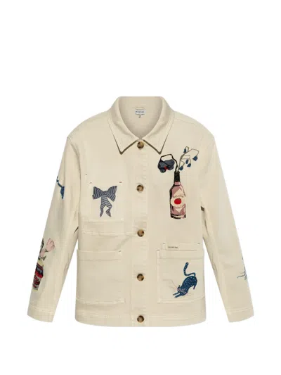 Munthe Braulia Embroidered Patch-pocket Denim Jacket In Neutral