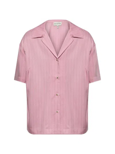 Munthe Brianda Pinstripe-pattern Short-sleeved Shirt In Pink