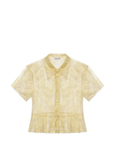 Munthe Bustona Floral-lace Ruffled Blouse In Yellow