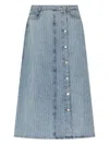 Munthe Button-down Denim Skirt In Blue