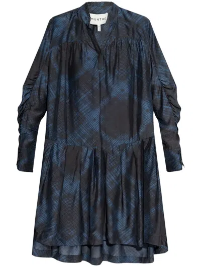 Munthe Check-print Dress In Navy