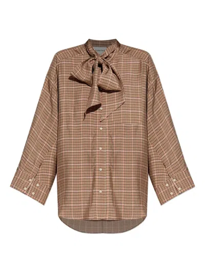 Munthe Checked Bow-neck Top In Brown