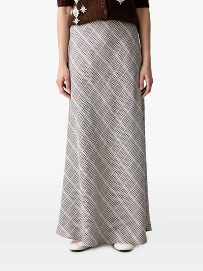 Munthe Check-pattern Flared Maxi Skirt In Neutrals
