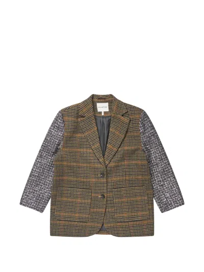 Munthe Check-pattern Sequin-embellished Jacket In Brown