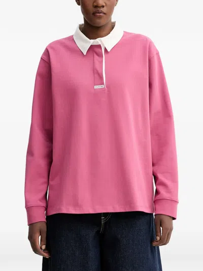 Munthe Cotton Polo Top In Pink