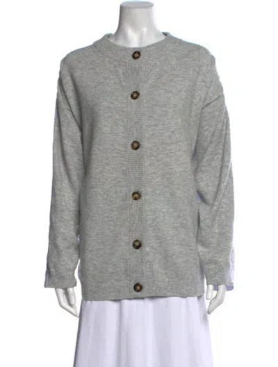 Pre-owned Munthe Crew Neck Long Sleeve Button-up Top In Grey