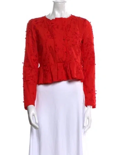 Pre-owned Munthe Crew Neck Long Sleeve Crop Top W/ Tags In Red