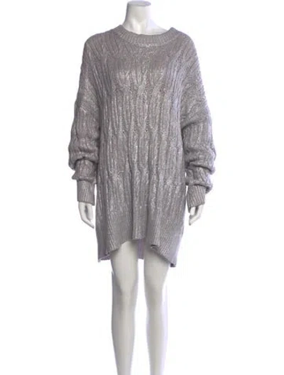 Pre-owned Munthe Crew Neck Midi Length Dress In Silver