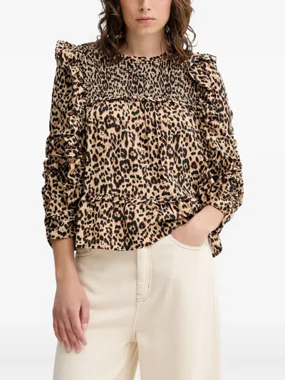 Munthe Crisp Ruffled Animal-print Blouse In Multi