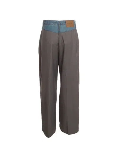 Pre-owned Munthe Denim-waistband Pleated Trousers In Grey