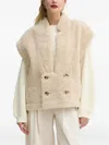 Munthe Double-breasted Faux-shearling Vest In Neutral