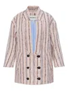 Munthe Double-breasted Striped Blazer In Pink