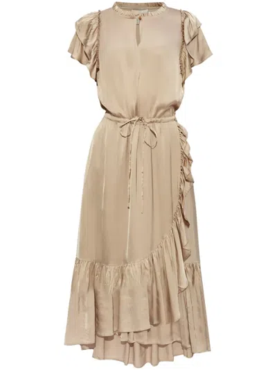 Munthe Draped Satin Midi Dress In Neutrals