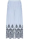 EMBROIDERED-MOTIF STRIPED TROUSERS