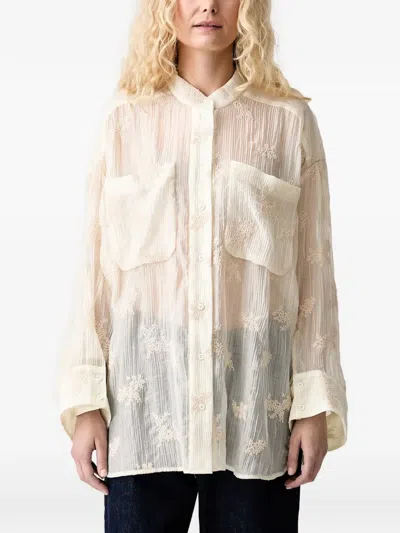 Munthe 자수 시스루 셔츠 In White