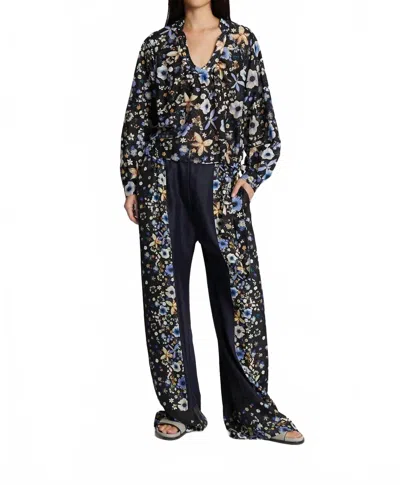 Munthe Fabert Floral Silk Pants In Black