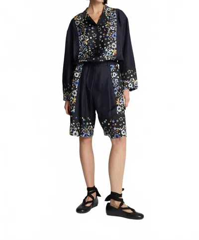 Munthe Faiza Floral Silk Top In Black