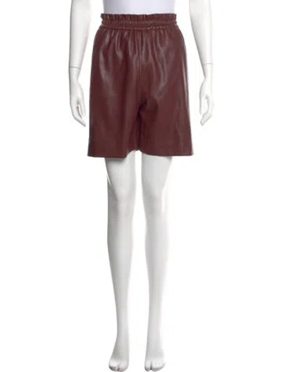 Pre-owned Munthe Faux Leather Mini Shorts In Burgundy