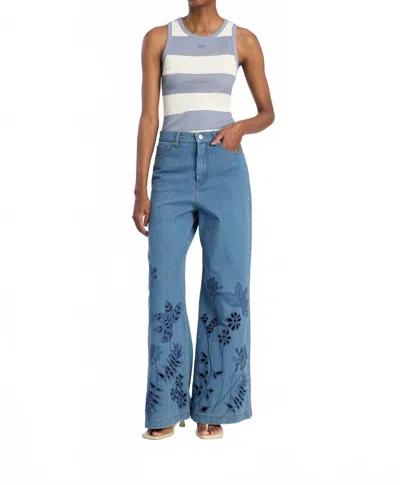 Munthe Floral Cotton Wide Leg Jeans In Blue In Animal Print